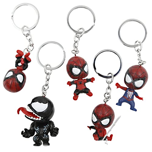 MIZT Spiderman Llavero, 5 Piezas Superhéroe Temática Llavero, Llaveros de PVC para Niños y Adultos Para regalos de fiesta Cover
