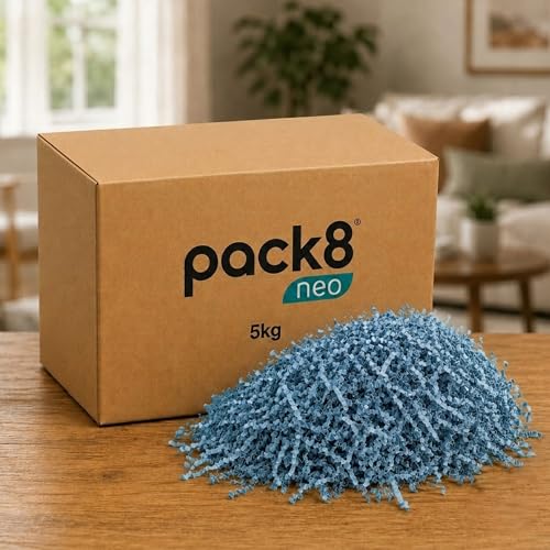 Image of Pack8neo Shredded Paper Grass Cutting For Giftpacking Fill for Gift Baskets and Boxes(5000g)| Eco-friendly grass paper, Crinkle Cut, Gift Packaging Protection & Decoration Material, Blue, 5kg