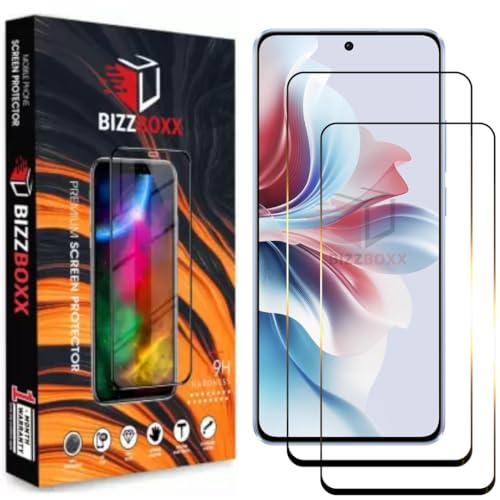 Image of Premium Screen Protector Compatible With Oppo F25 Pro 5G | Tempered Glass Guard | Full Screen Coverage-Edge to Edge | 9H Hardness | With Easy Installation Kit (Pack of 2)
