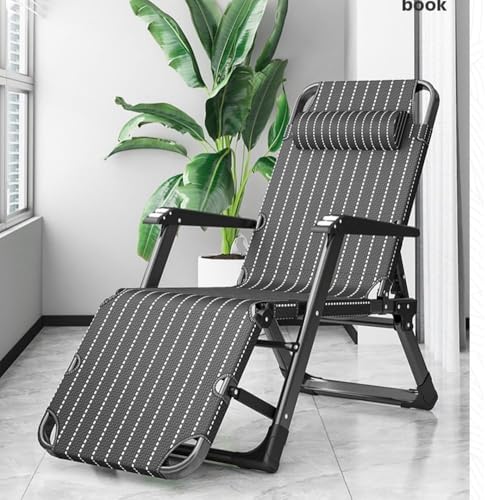 Générique Fauteuil inclinable d'intérieur/extérieur - Lit de Repos inclinable d'extérieur avec Oreiller, Chaise de Camping Portable, idéale pour la Plage, Le Jardin et la détente. (A, Taille Unique)