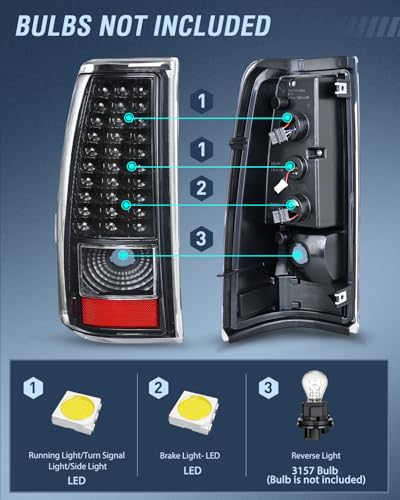 Image of Nilight Taillight Assembly Compatible with 2003-2006 Chevy Silverado Pair