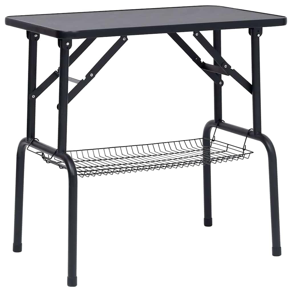 Verstellbarer Trimmtisch für Hunde mit 1 Schlaufe und Korb, klappbar, aus Edelstahl und Stahl, 81 x 48,5 x 80 cm, ideal für Tierpflege, Fellpflege, Hundepflege, Katzenpflege
