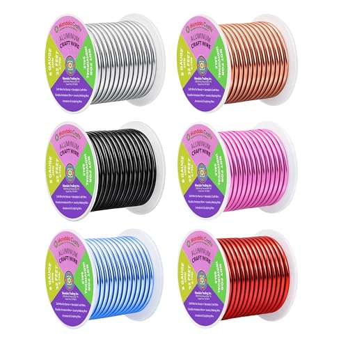 Image of Mandala Crafts 8 GA Red Copper Black Assorted Anodized Aluminum Craft Wire | 120 FT, Colored, Flexible, Bendable for Bonsai Armature Sculpting Wire Wrapping Jewelry Making, Weather & Tarnish Resistant