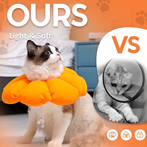 Avont Cat Cone Collar Soft, Recovery E Collar Cone Alternative Adjustable Neck Cone Of Shame Elizabethan Collar After Surgery To Stop Licking For Cats Kittens Puppies -Orange(M) #TOP5