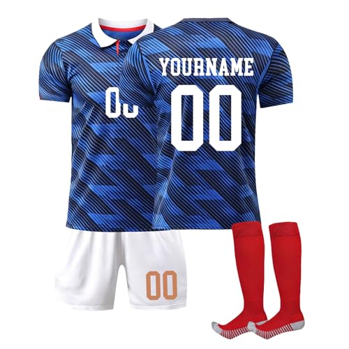 Maillot de Foot Personnalisé Coupe du Monde 2026, Maillot Equipe de France Foot Soccer Kits Football Enfant et Adultes avec Nom Numéro Shirts Short avec...
