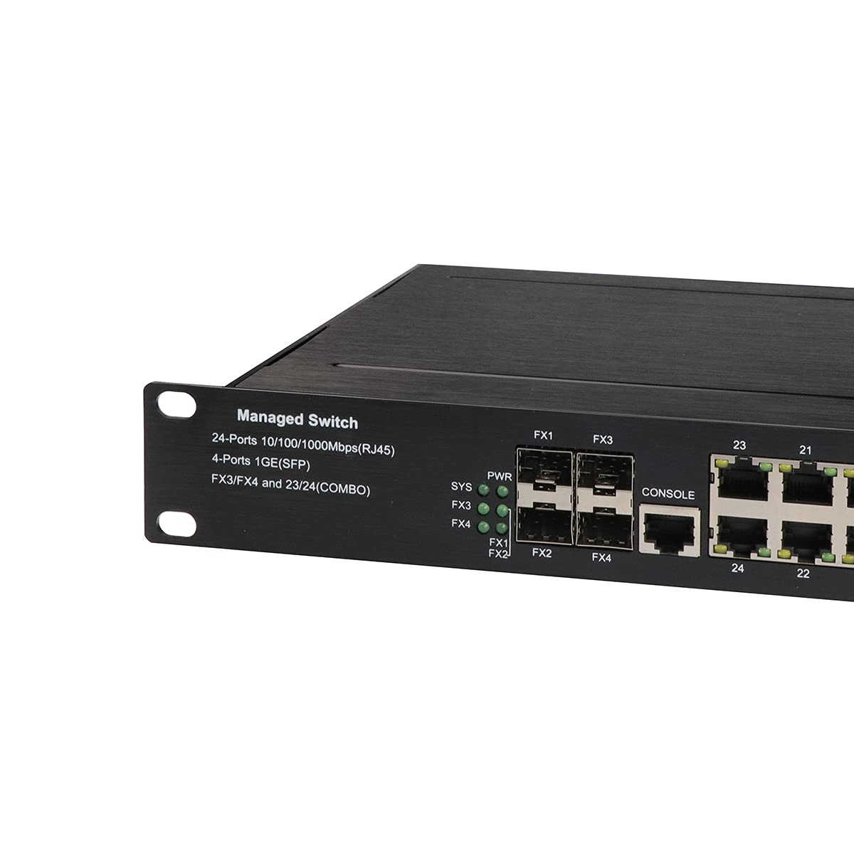 24 Port Gigabit Managed Ethernet PoE Industrial Switch mit 4 Gigabit SFP Slots (300W, 1U Rack)