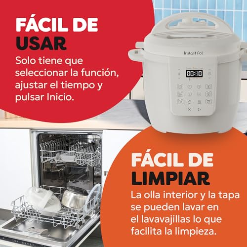 Instant Pot Olla Multifunción, 5,7l, 7 en 1, Cocción Inteligente Multicocción: Olla a Presión, Cocción lenta, Arrocera, Sartén, Yogurtera, Vaporera y Calentador de Alimentos, Sal Marina Blanco - imagen 6