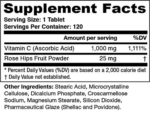 Greens First Vitamin C With Rose Hips – Vitamin C 1,000 Mg Supplement – Gluten Free Supplement – Immune & Antioxidant Support – Supplement With 25 Mg Of Rose Hips - 4 Pack, 480 Tablets #TOP3