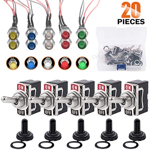 Rustark 5 pcs Heavy Duty 2 Pin ON/Off 15A 250V 20A 125V Rocker