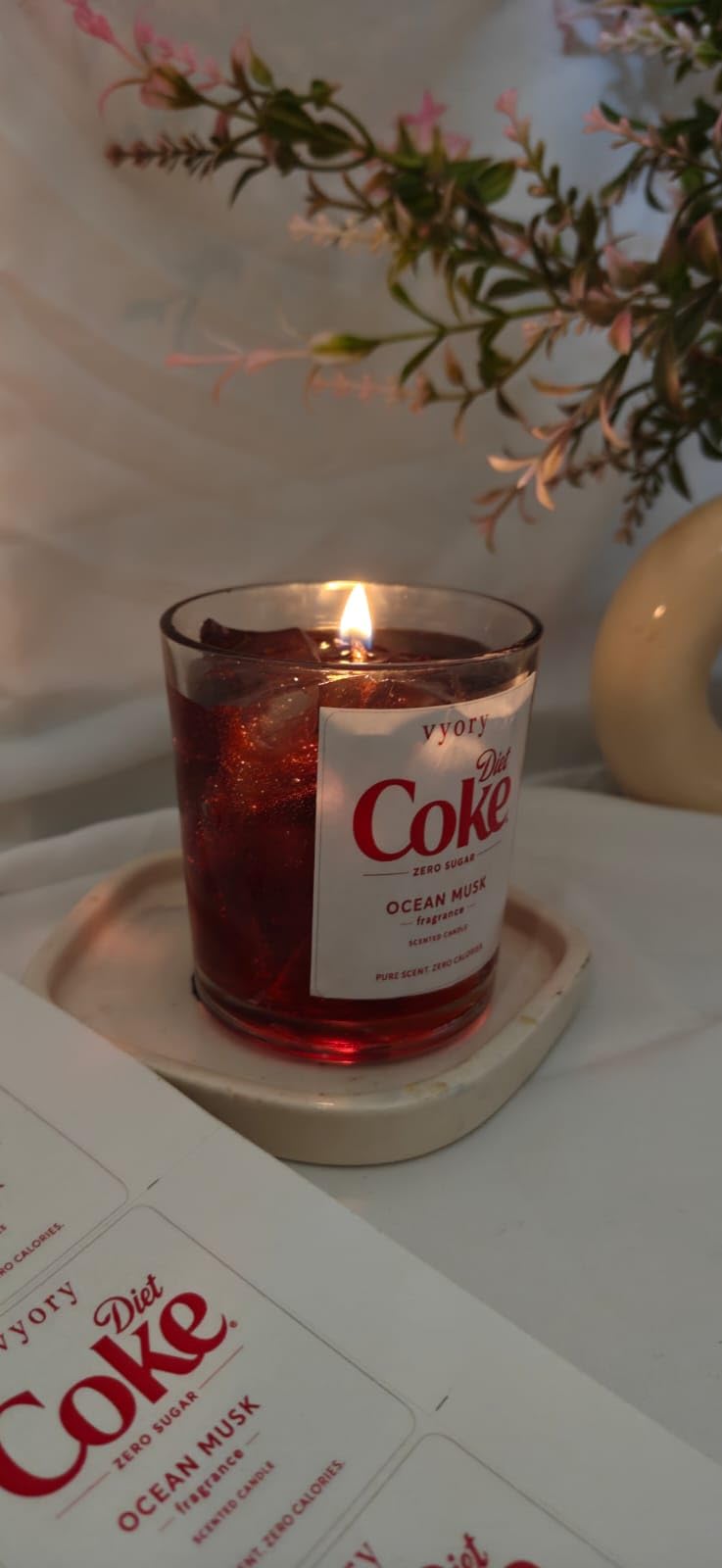 Handcrafted Soy Wax Diet Cola Inspired Drink Candle with Realistic Ice Cube Design in Glass Tumbler | Decorative Candle for Home Decor Table Display Office Café Bar Styling Gifting-image-13