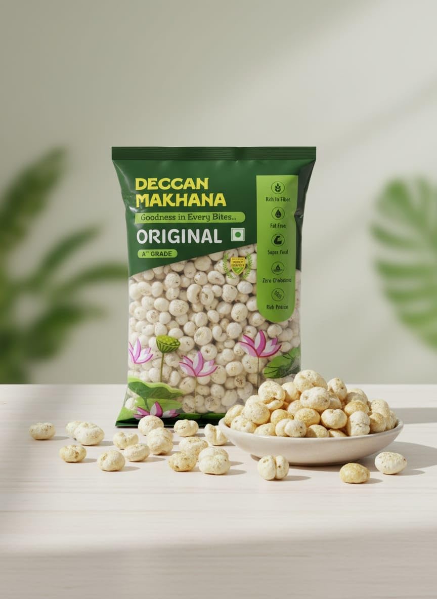 DECCAN MAKHANA (50g) |A++ Grade | Healty Snack | Super Food | FAT Free | Zero Cholestrol | Rich Fiber | Rich in Protein | Crunchy |-image-3