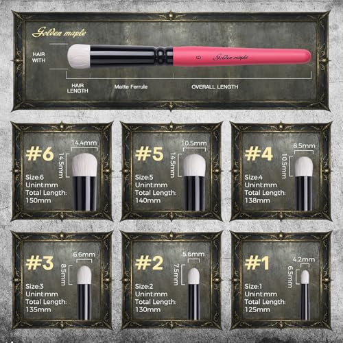 Golden Maple Set de Pinceles Dry Brush Miniatura 6 Piezas Profesional para Modelos, Figuras de Fantasía y Esmalte, Color Rojo miniatura 6
