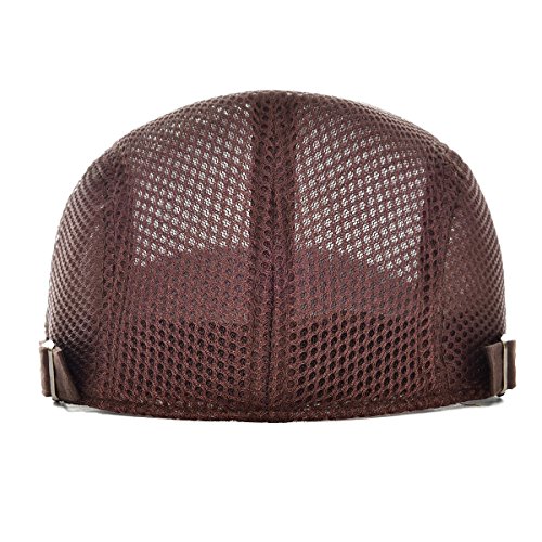 Image of VOBOOM Men Breathable Mesh Summer Hat Adjustable Newsboy Beret Ivy Cabbie Flat Cap