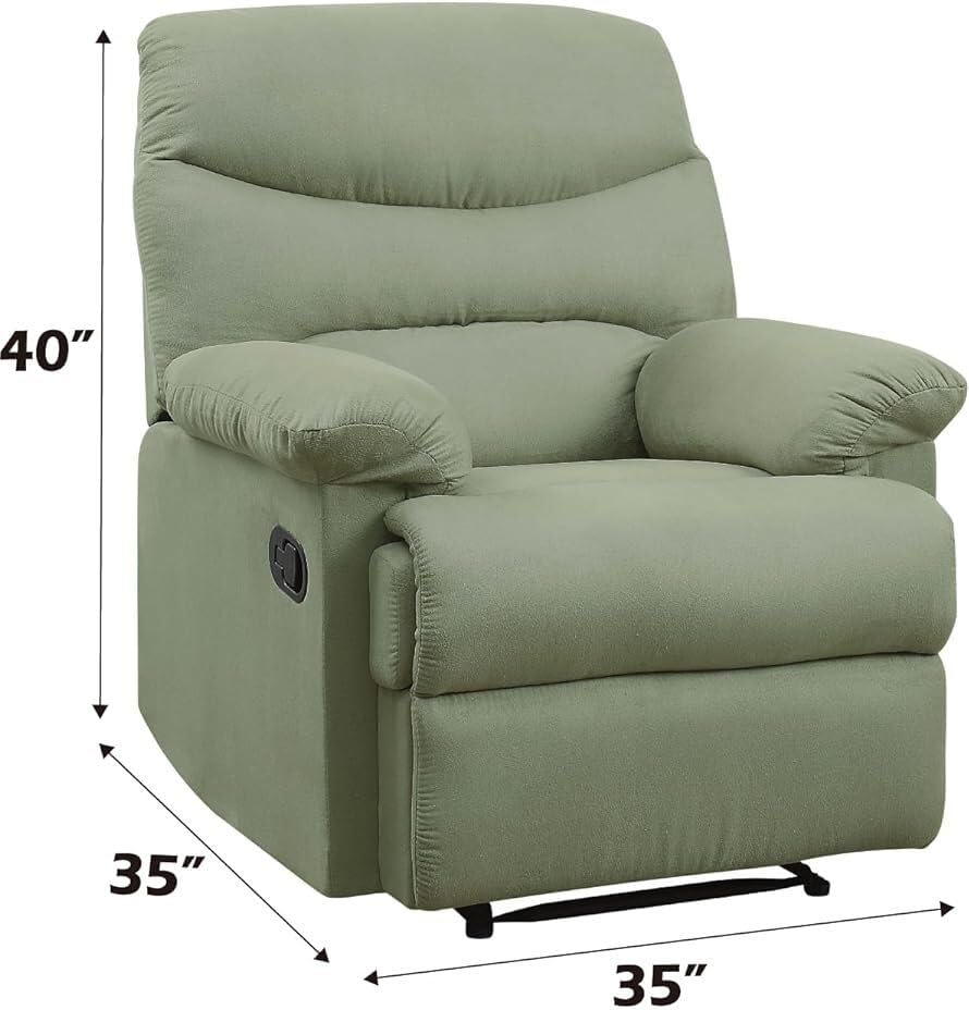 Image of Premium Fabric Recliner Chair with Manual Control, High Density Foam Padding & Full Body Support for Living Room, Color: Green