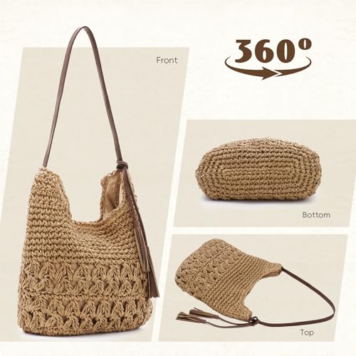 KUANG! Bolsa de mano de paja tejida para mujer miniatura 3