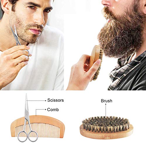 Kit Cura Barba Uomo con Pettine Barba,Balsamo
