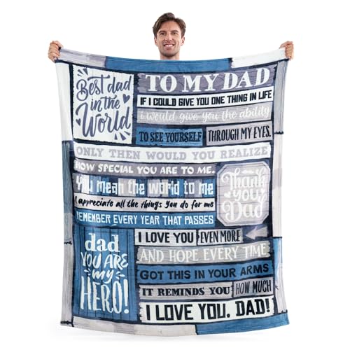Joiedomi Fathers Day Blanket Dad Birthday Gift Soft Flannel Dad Blanket from Daughter Son for Fathers Day Anniversary Christmas 50 x 60 Grey