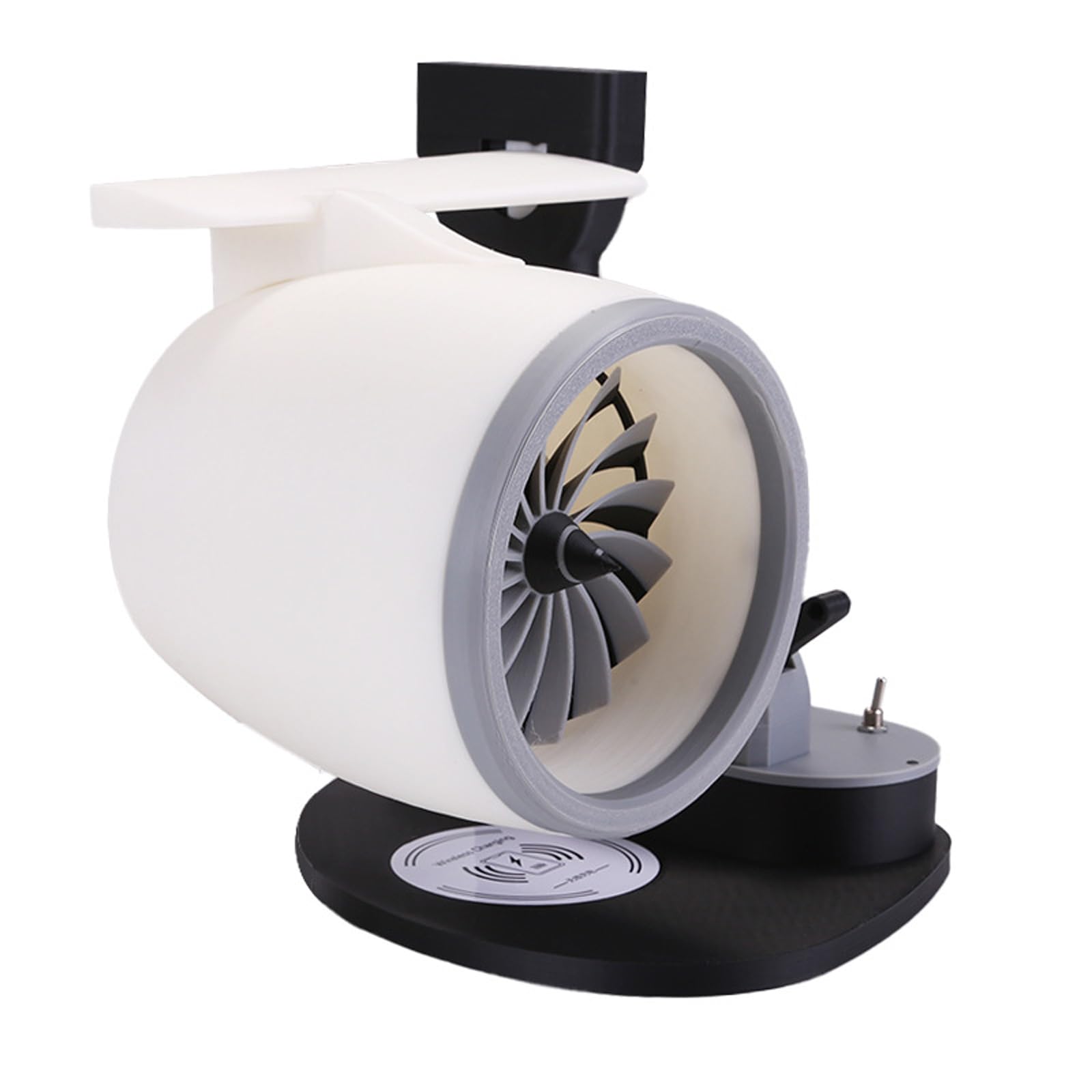 Ventilatore da tavolo con design aeronautico con alimentatore mobile integrato, alimentato tramite USB, vento forte e basso rumore, per casa e ufficio