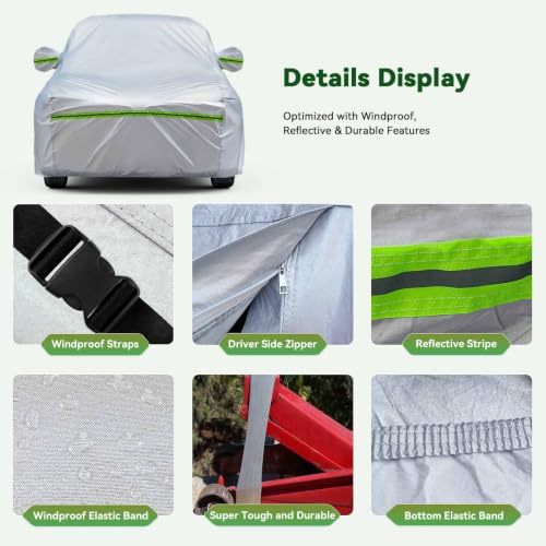 Image of AUQDD 6-Layers Premium MPV Car Cover Waterproof All Weather Weatherproof UV Sun Protection Snow Dust Storm Resistant Outdoor Exterior Custom Form-Fit Full Padded Car Cover with Straps 180 inch-198 inch K16