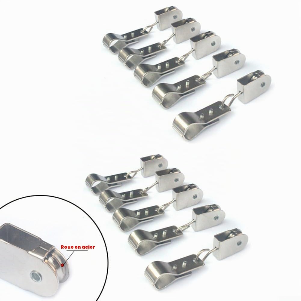 Lot de 10 poulies et pinces en acier inoxydable 304 pour installation de voile d'ombrage – Kit de matériel robuste avec options de roues en nylon/acier