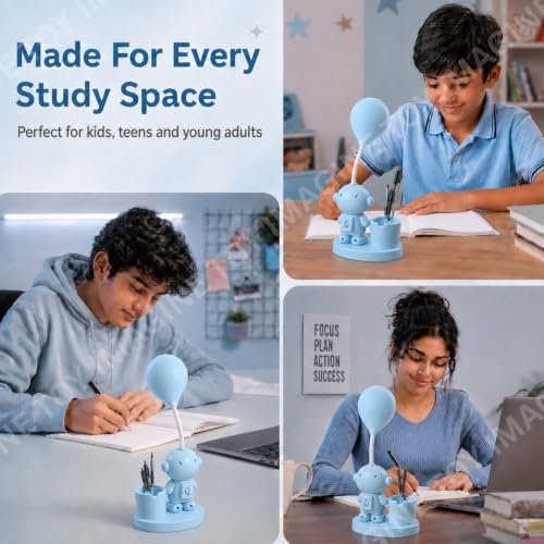 Image of Toy Imagine 3-in-1 Kids LED Desk Lamp USB Rechargeable Night Light with Pen Holder and Pencil Sharpener Cute Astronaut Design Detachable Study Lamp for Girls & Boys Bedroom, Home & School