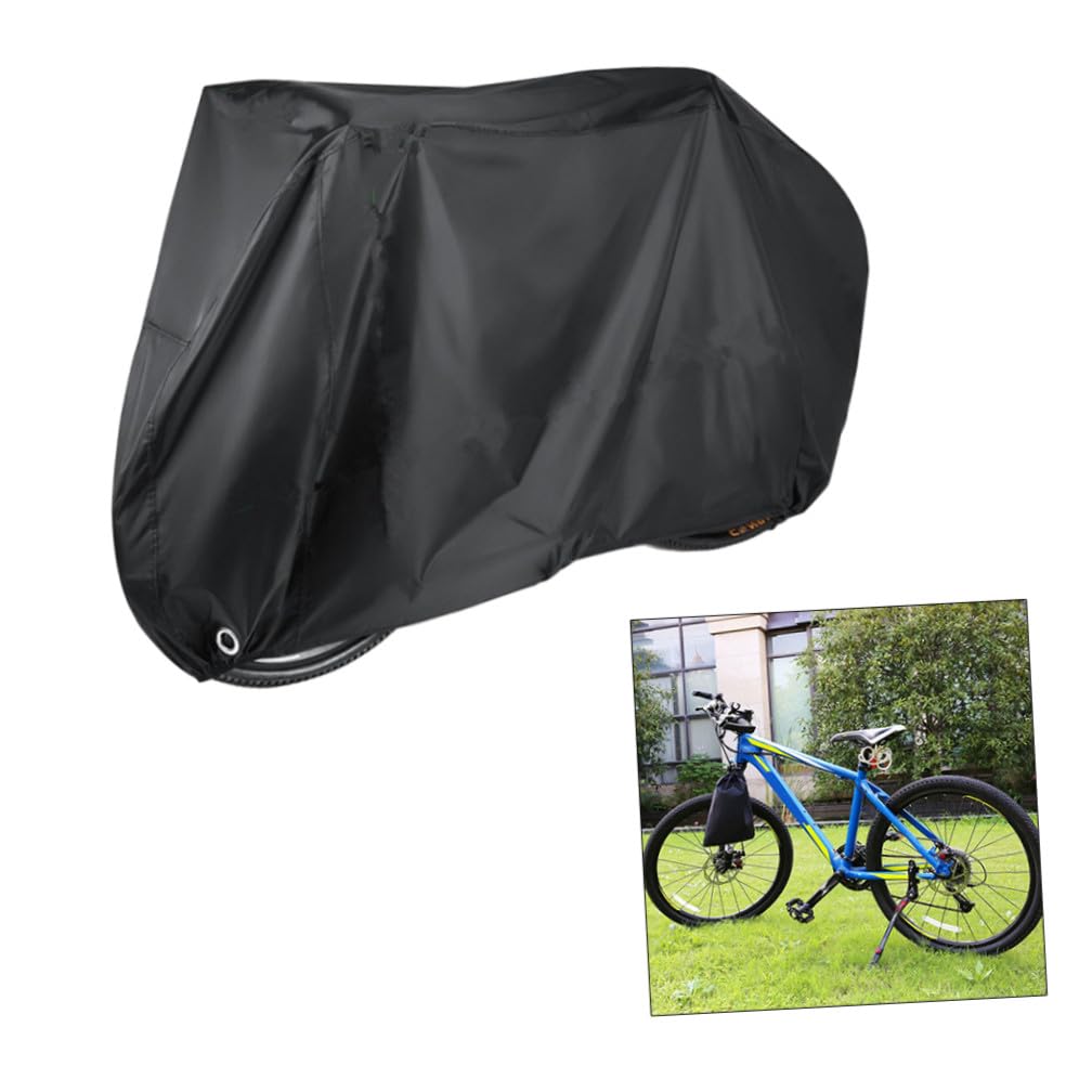 190t Nylon Fahrradabdeckung Größe L, Schwarz, 1 Stück | Bike und Scooter, Bodenschnalle Sowohl Elastischer Saum Vorne und Hinten, mit Aufbewahrungstasche