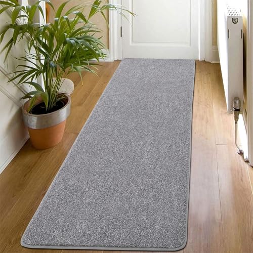 SHACOS Teppich Läufer 50x150 cm Läufer Flur rutschfest Teppichläufer Weich Küchenteppich Waschbar Flurläufer Modern Teppich Flur Läufer für Küche, Eingang, Wohnzimmer, Grau