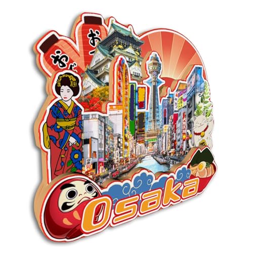 Imán para refrigerador Osaka Japón decorativo redondo miniatura 3
