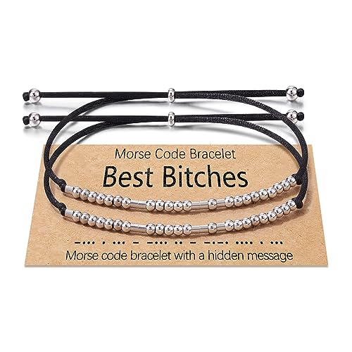 Shonyin Morse Code Bracelets for Women Men, String Bracelets, Inspirational Bracelets for Best Friend Unbiological Sister Daughter Niece Adjustable Bracelets