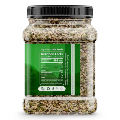 Image of MarwarBites Raw Mix Seeds, 1 kg - Pumpkin, Sunflower, Flax, Watermelon, Sesame and Chia Seeds, Calcium and Protein Rich, for Eating and Healthy Snacking