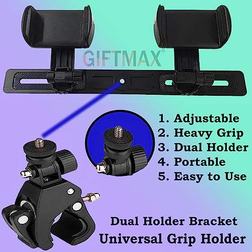 Image of GiftMax LED Camera Light for Videoshooting, Photography, Video Recording, Conference, YouTube 2700K-5700K CRI95+ (Camera Light + Dual Holder + 7ft Stand)