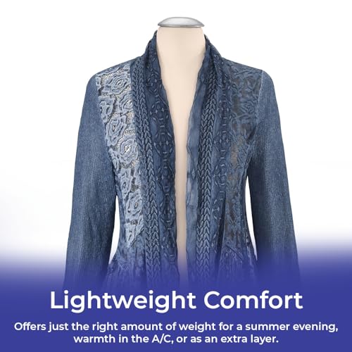 Shades of Blue Jacket, Women’s Boho Lightweight Coat, Open Front Cardigan with Long Sleeves, Dressy or Casual Fashion3