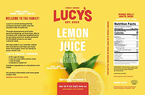 Lucy’s Family Owned - Lemon Juice, 32 Oz. Bottle (Pack Of 2) #TOP4