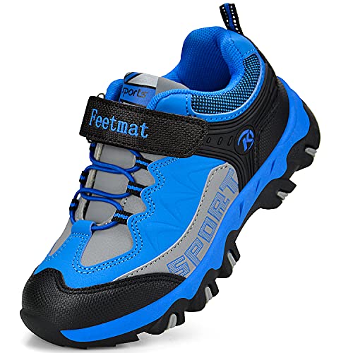 Biacolum Tênis infantil impermeável para caminhadas ao ar livre para meninos e meninas, Azul, 6 Big