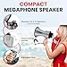 Pyle Portable Megaphone Speaker Siren Bullhorn - Compact, Battery Operated, 30W Power, Microphone, 2 Modes, PA Sound, 1200 Yards Range, Foldable Handle for Cheerleading and Police Use - (Silver)