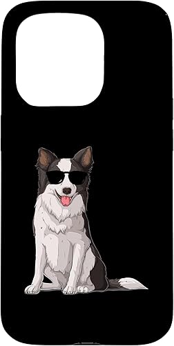 Funda para perro para iPhone 15 Pro Border Collie con gafas de sol Funda para perro para iPhone 15 Pro Border Collie con gafas de sol