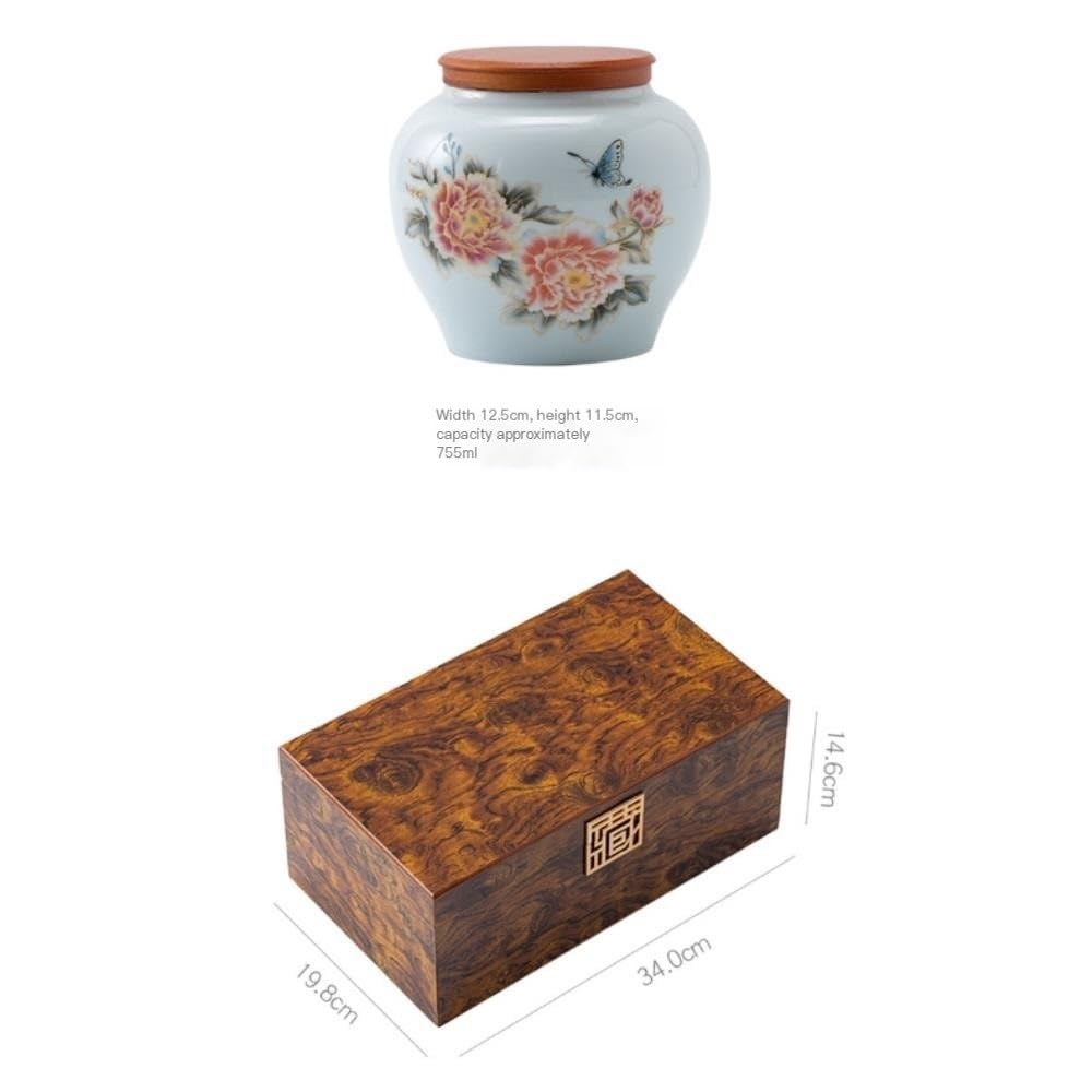Contenitore per il tè in ceramica, barattolo per la conservazione del tè sfuso, contenitore per il tè in ceramica con doppio barattolo, set per la conservazione del tè cinese, set di scatole in legn