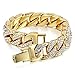 Charles Raymond Bling-ed Out Silver Round Luxury Mens Watch w/Bling-ed Out Cuban Bracelet - L0504B - Cuban (Gold)