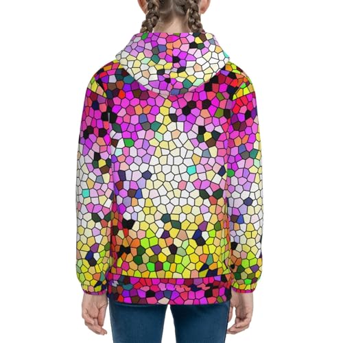 Colorful Tie Dye Stained Glass 3 Kids Pullover Hoodies Boys Sweatshirts Girls Athletic Clothes with Pocket4