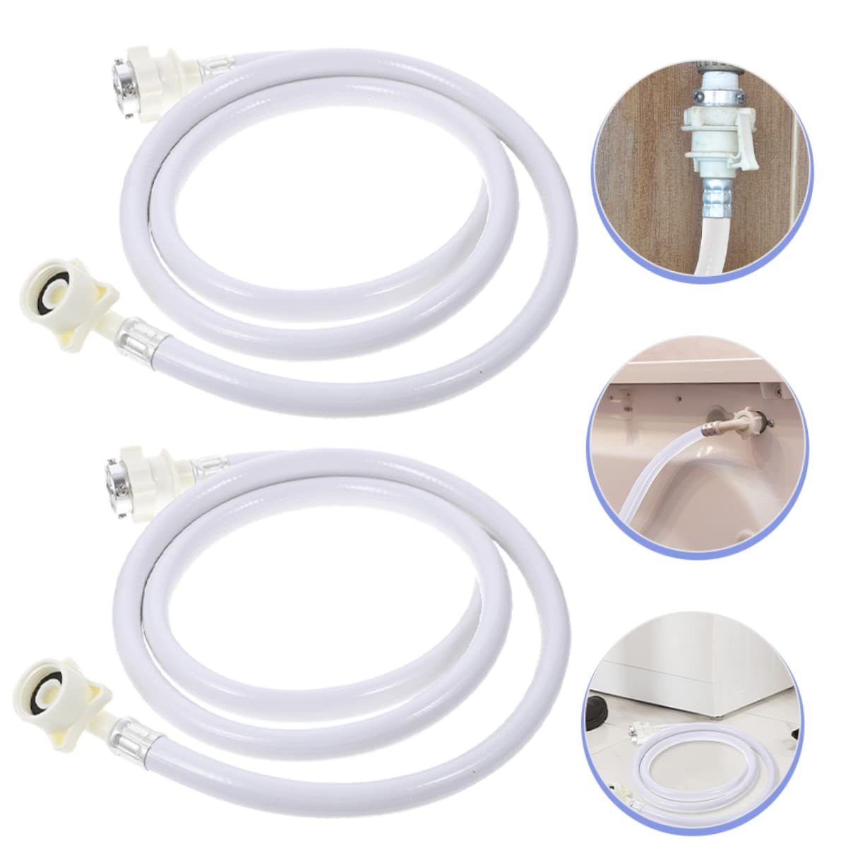 Mobestech 2 Stück Waschmaschinen Ablaufschlauch aus Weißem Pvc und Edelstahl 2m Flexibel und Verformung Verlängerungsschlauch für Haushaltsgeräte