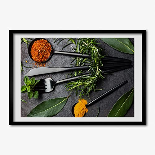 Cadre photo 70x50 cm Tulup avec affiche de coutellerie et épices pour une cuisine moderne