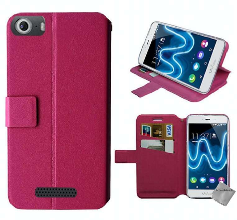 htdmobiles Housse Etui Coque Pochette Portefeuille pour Wiko Fever SE (Special Edition) + Verre trempe - Rose