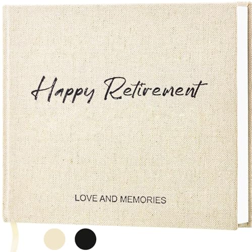 Lankaiva Happy Retirement Guest Book - Retirement Gift for Woman and Men - Congratulations Retirement Party Decorations for Colleague and Friend Photo Retirement Book for Guest to Sign Beige