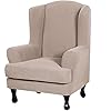 Jacquard Wing Stoel Hoes Fauteuilhoezen Sofa Cover Stretch Wing Stoel Hoes voor Fauteuils Wingback Stoelhoezen (Beige)