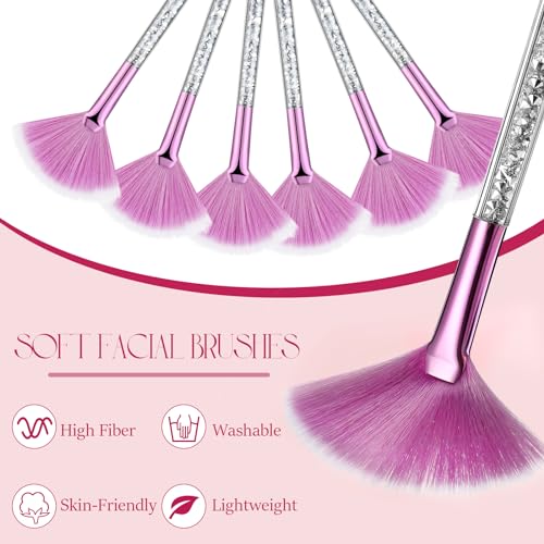Image of 9 Pieces Facial Fan Mask Brushes, Soft Facial Applicator Brushes Tools for Peel Glycolic Makeup for Mud Cream(Purple, Silver)