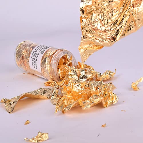 KDDOM Gold Leaf Flakes,2 Grams Metallic Foil Flakes for Painting Arts, Crafts Nails,DIYs(Gold)