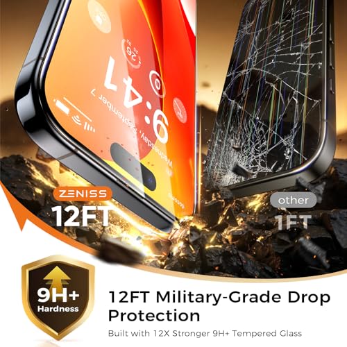 NeverBreak 9H+ Hardness for iPhone 15 Screen Protector 12FT Military Grade Protection (Scratch, Shatter, Drop Resistance) 15 Tempered Glass Full Edge Coverage Case Friendly 6.1" 2 Pack - Image 3