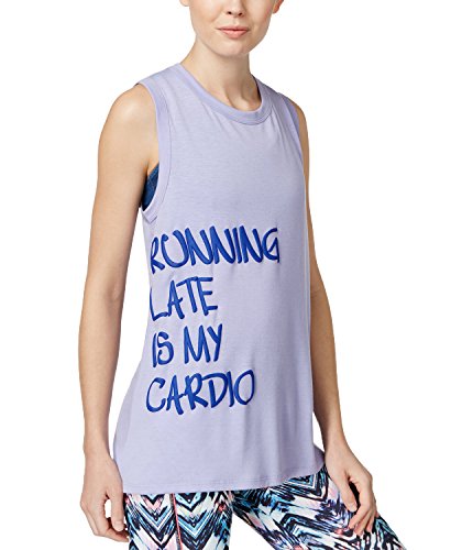  Jessica Simpson The Warm up Juniors\'Running Late is My Cardio Open-Back Graphic Tank Top