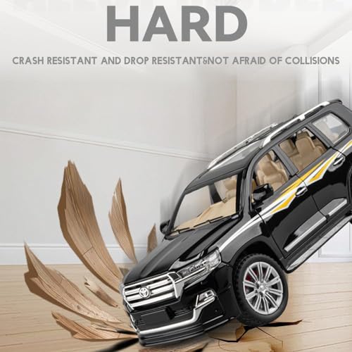 Image of 1:24 Toyota Land Cruiser SUV Diecast Scale Model Alloy Metal Pull Back car for Kids with Openable Doors & Light, Music Toy Vehicle (Black)