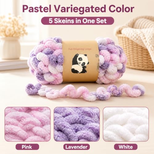 Image of Loop Yarn 5Packs,Shenlin Chunky Chenille Yarn for Hand Knitting Baby Blanket,Machine Washable Polyester Fluffy Thick Bulky Yarn for Scarfs,Craft Projects